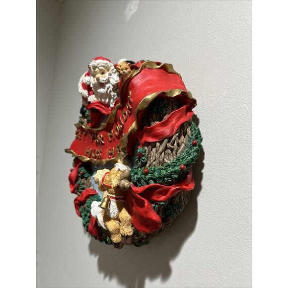 1995 WINKLE CLAUS Motion Activated Resin Hanging Wreath Christmas Holiday Songs - Picture 3 of 10
